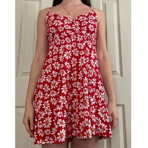 Hollister Red Dress with Floral Design for Summer